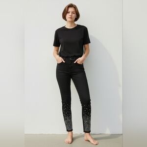 MONTANA  JEANS Black Jeans with White  PEARL BEADED Pattern